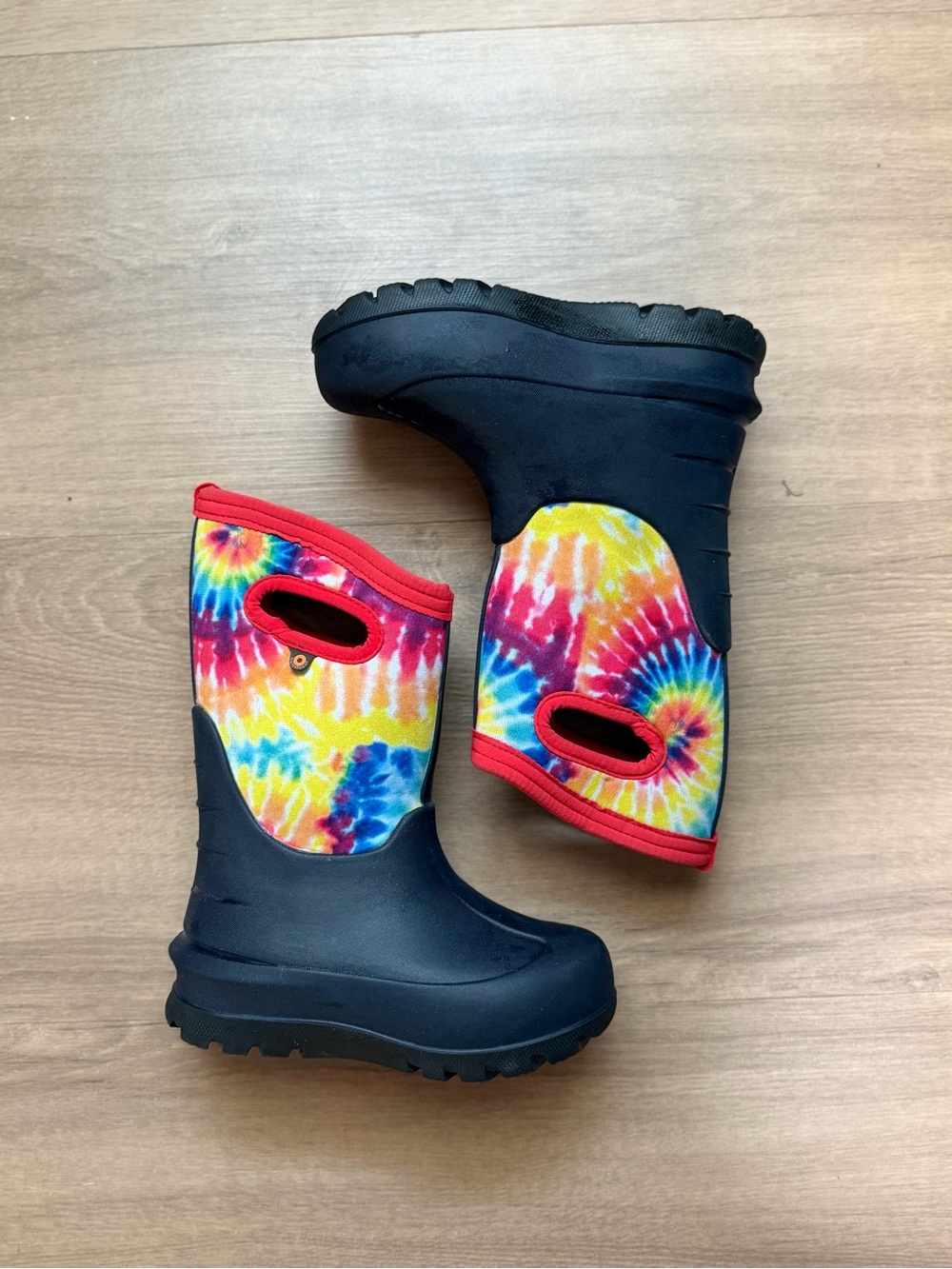 Bogs Kids Tie-Dye Rain & Snow Boots with Red Trim